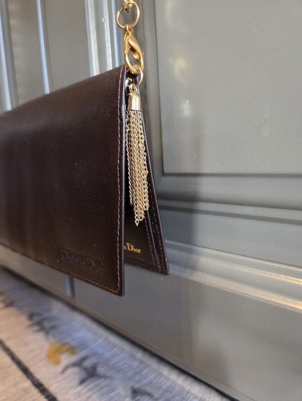 Christian Dior Classic Brown Cowhide Leather Crossbody Wallet W DIOR PACKAGE BAG - Picture 6 of 10